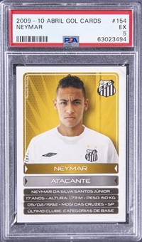 2009-10 Abril Gol Crds #154 Neymar Rookie Card - PSA EX 5